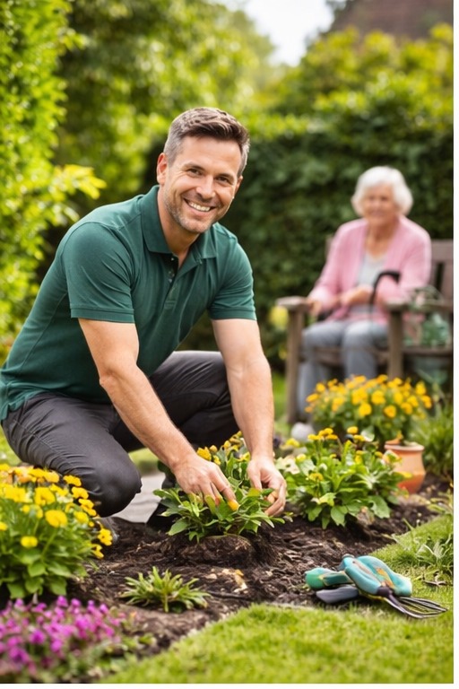 Alltagshilfe unterstützt Senioren bei leichter Gartenpflege im Kreis Heinsberg